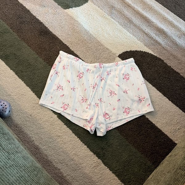 Joyspun Women's Floral Print Pointelle Knit Sleepwear Shorts