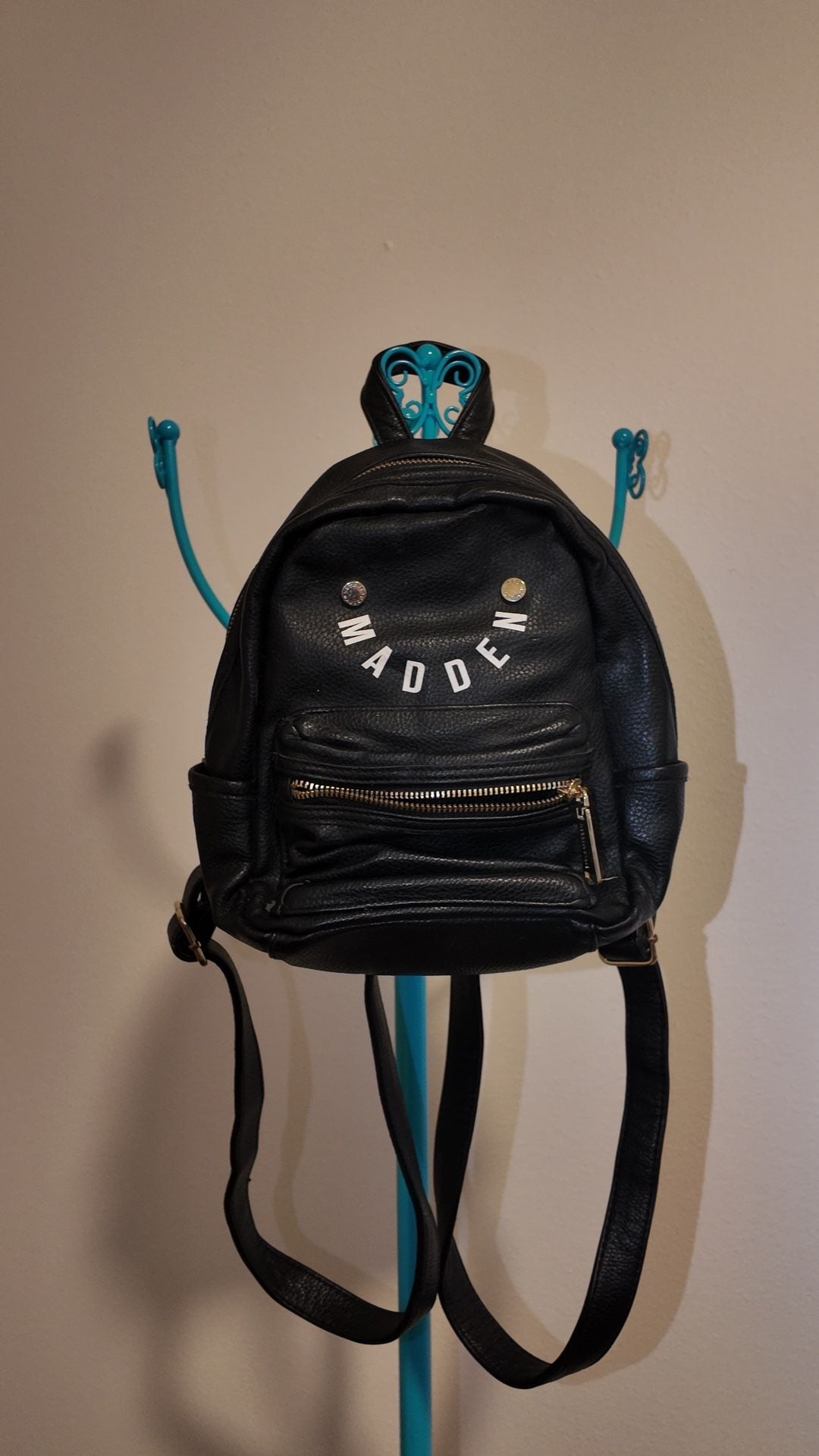 Steve Madden Black Pebbled Faux Leather Mini Backpack 2