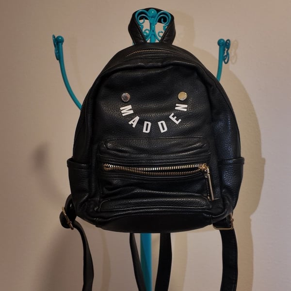 Steve Madden Black Pebbled Faux Leather Mini Backpack
