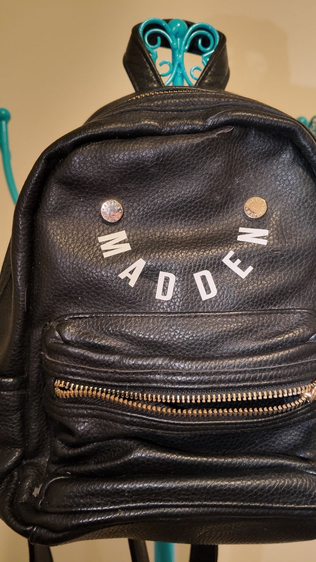 Steve Madden Black Pebbled Faux Leather Mini Backpack 3