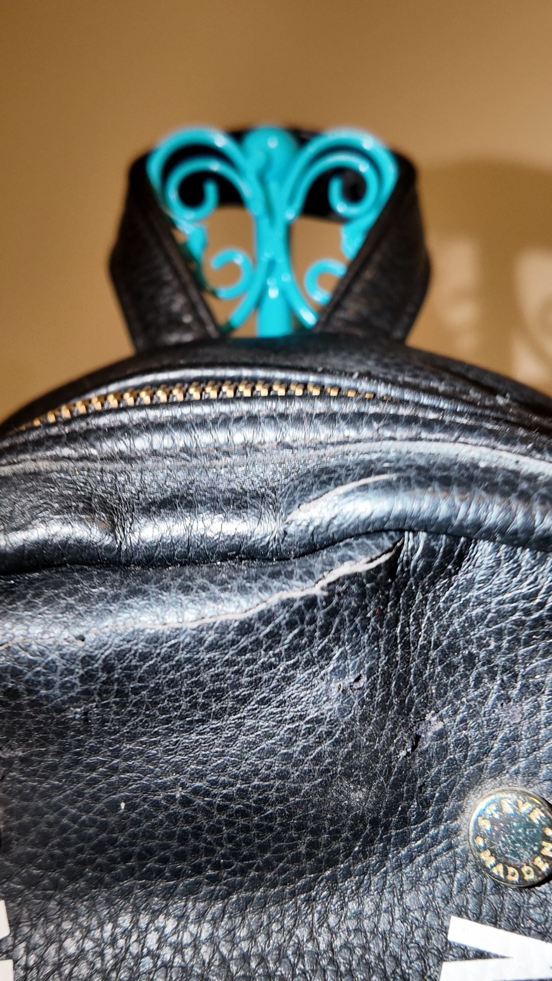 Steve Madden Black Pebbled Faux Leather Mini Backpack 4