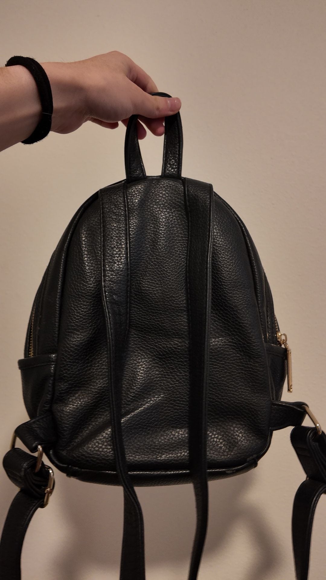 Steve Madden Black Pebbled Faux Leather Mini Backpack 5