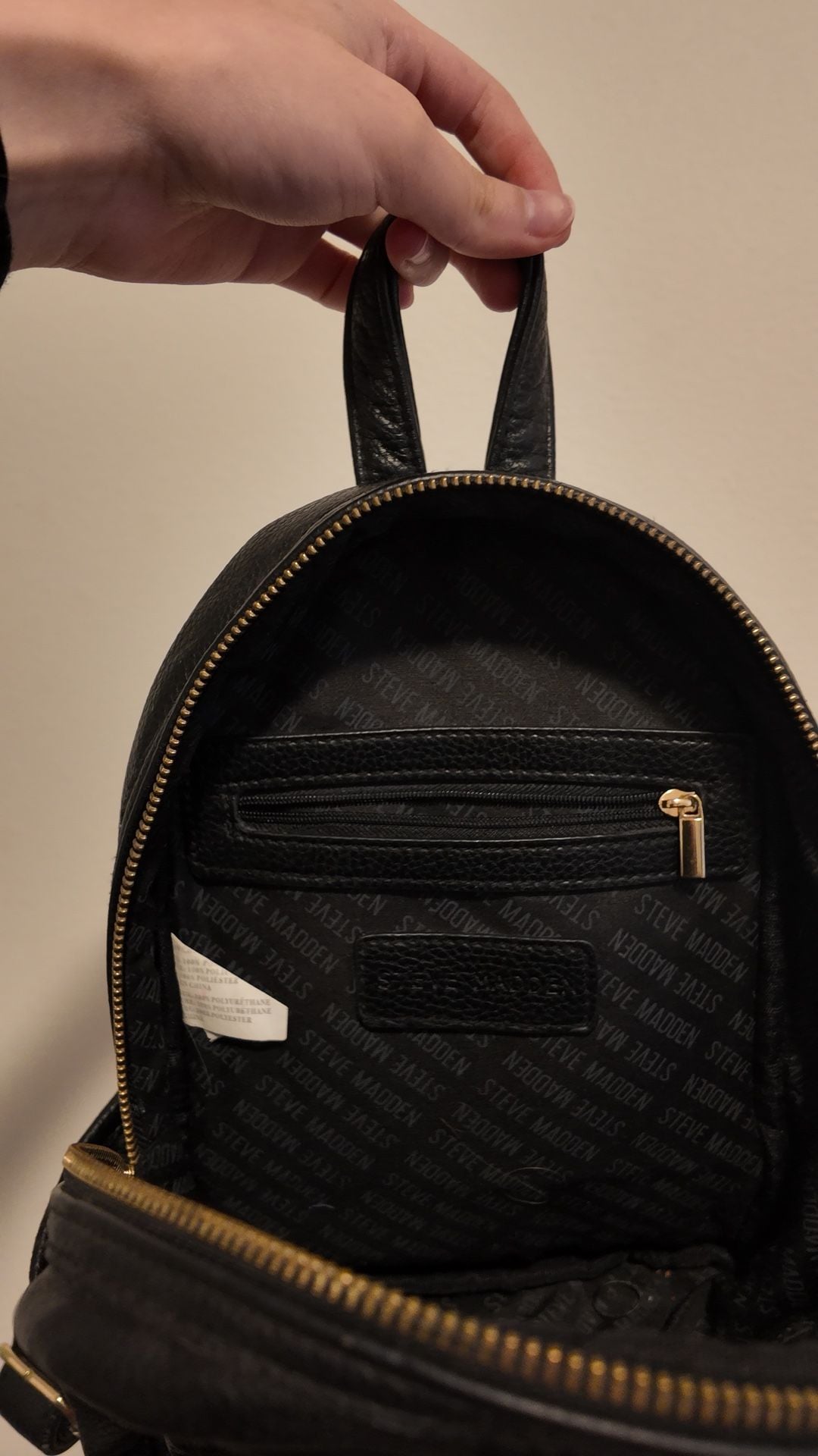 Steve Madden Black Pebbled Faux Leather Mini Backpack 6