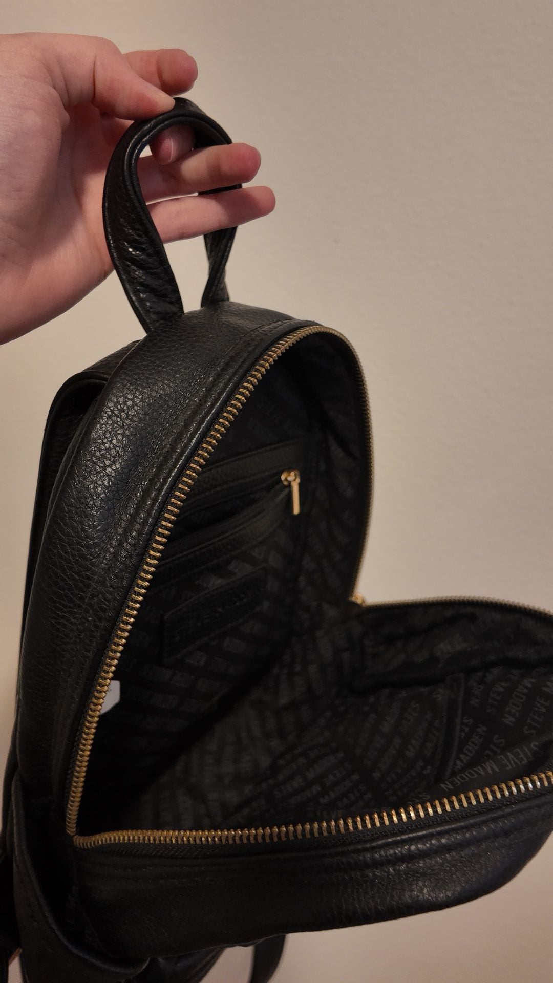 Steve Madden Black Pebbled Faux Leather Mini Backpack 7