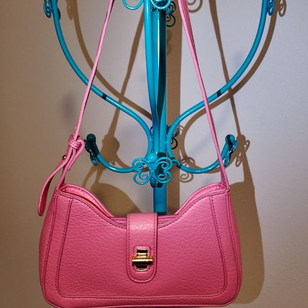 SHEIN Pink Pebbled Faux Leather Y2K Style Mini Shoulder Bag