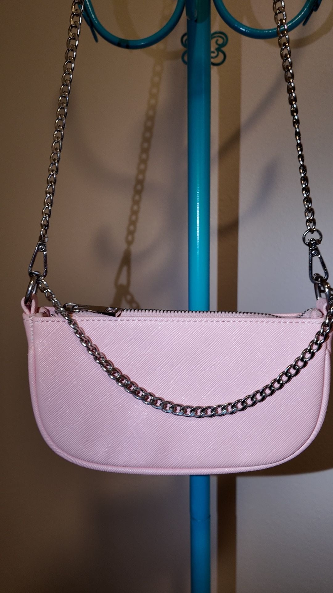 Bershka Light Pink Saffiano Faux Leather Convertible Mini Crossbody Bag 2