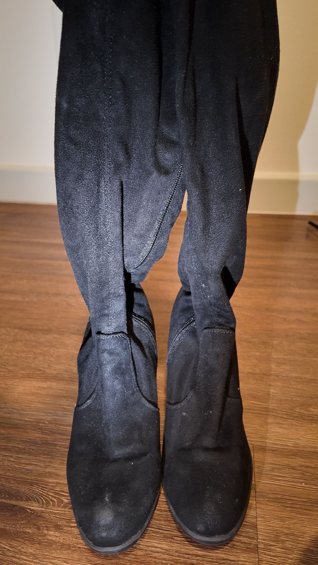 a.n.a Black Faux Suede Over-The-Knee Block Heel Boots - Women's Size 7 1