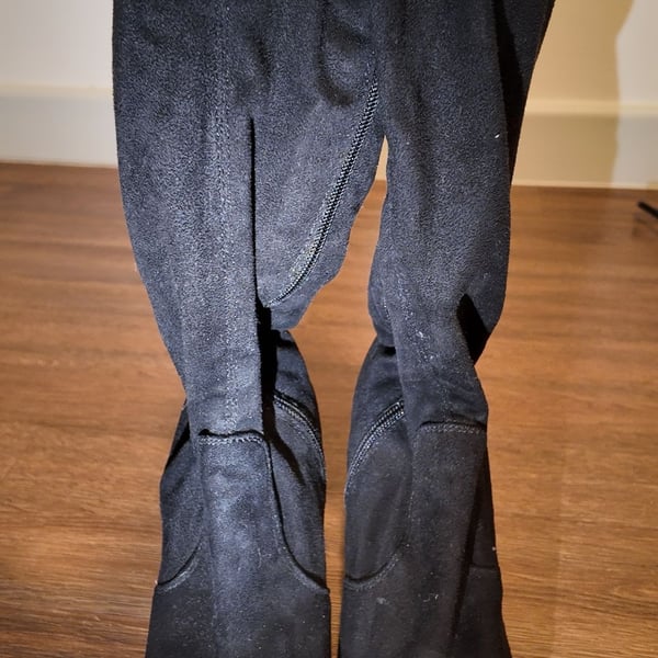 a.n.a Black Faux Suede Over-The-Knee Block Heel Boots - Women's Size 7