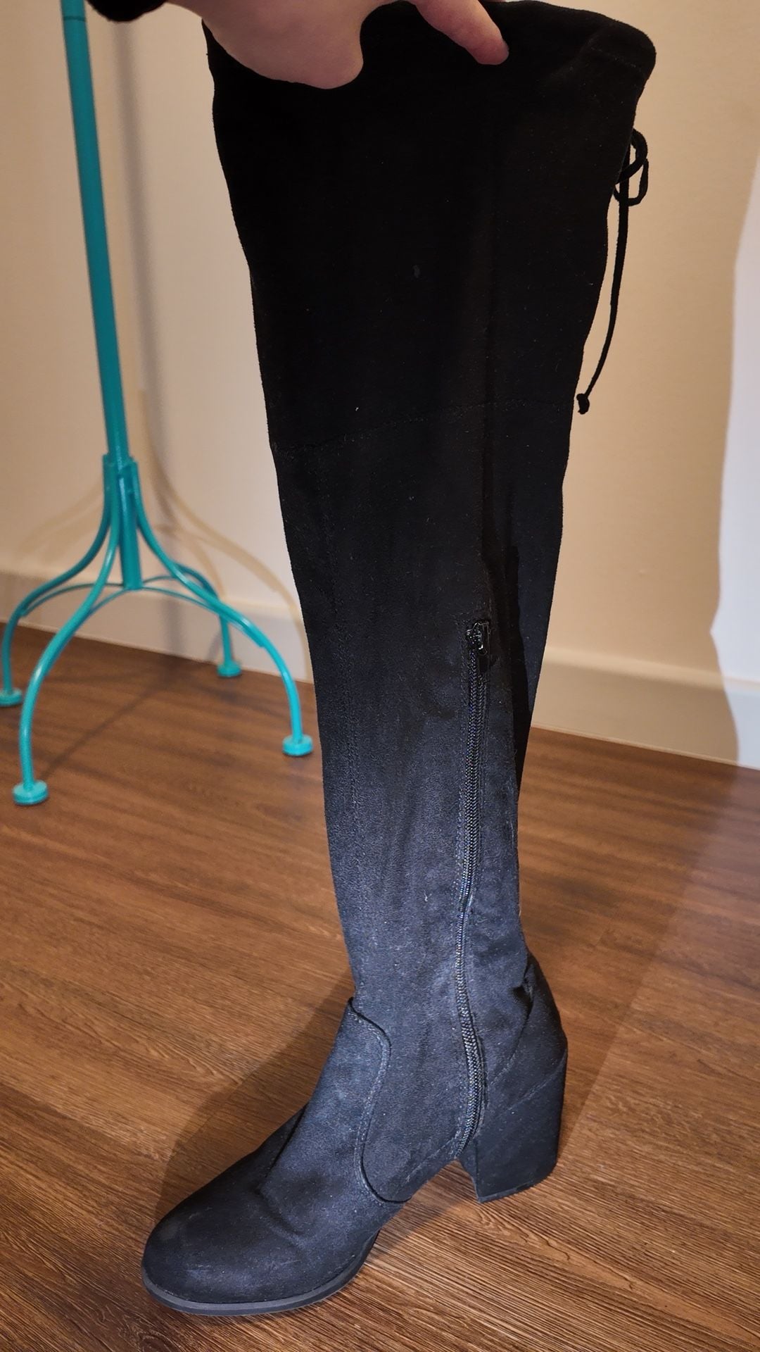 a.n.a Black Faux Suede Over-The-Knee Block Heel Boots - Women's Size 7 2