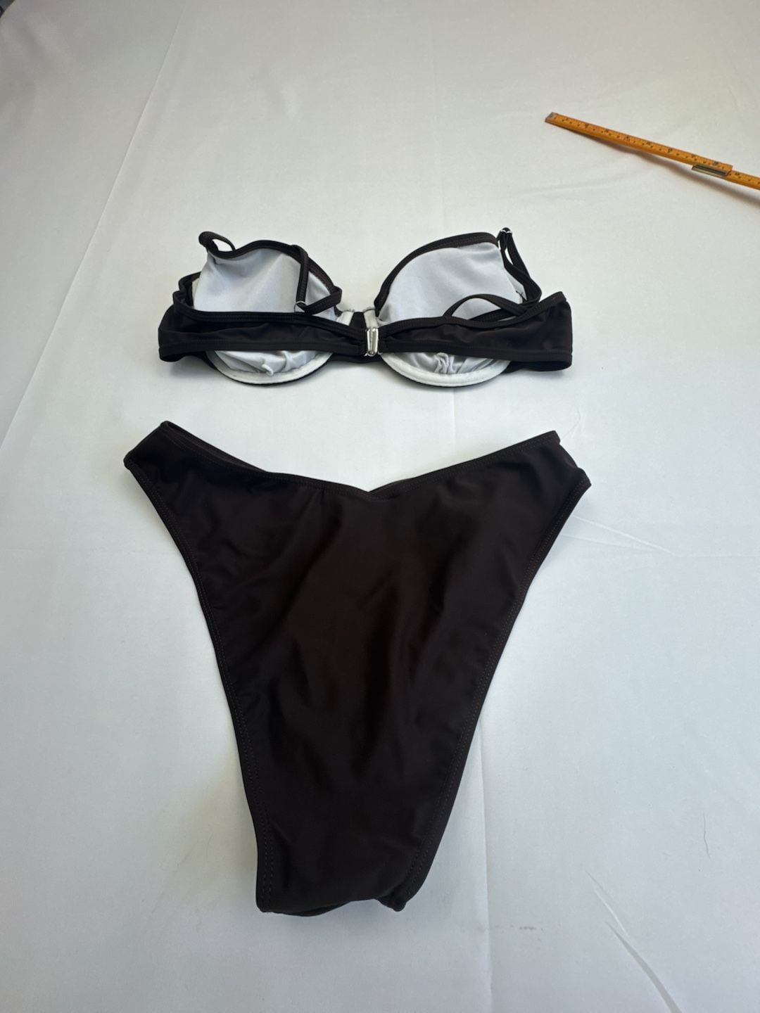 Solid Dark Brown Underwire Two-Piece Bikini Set 6