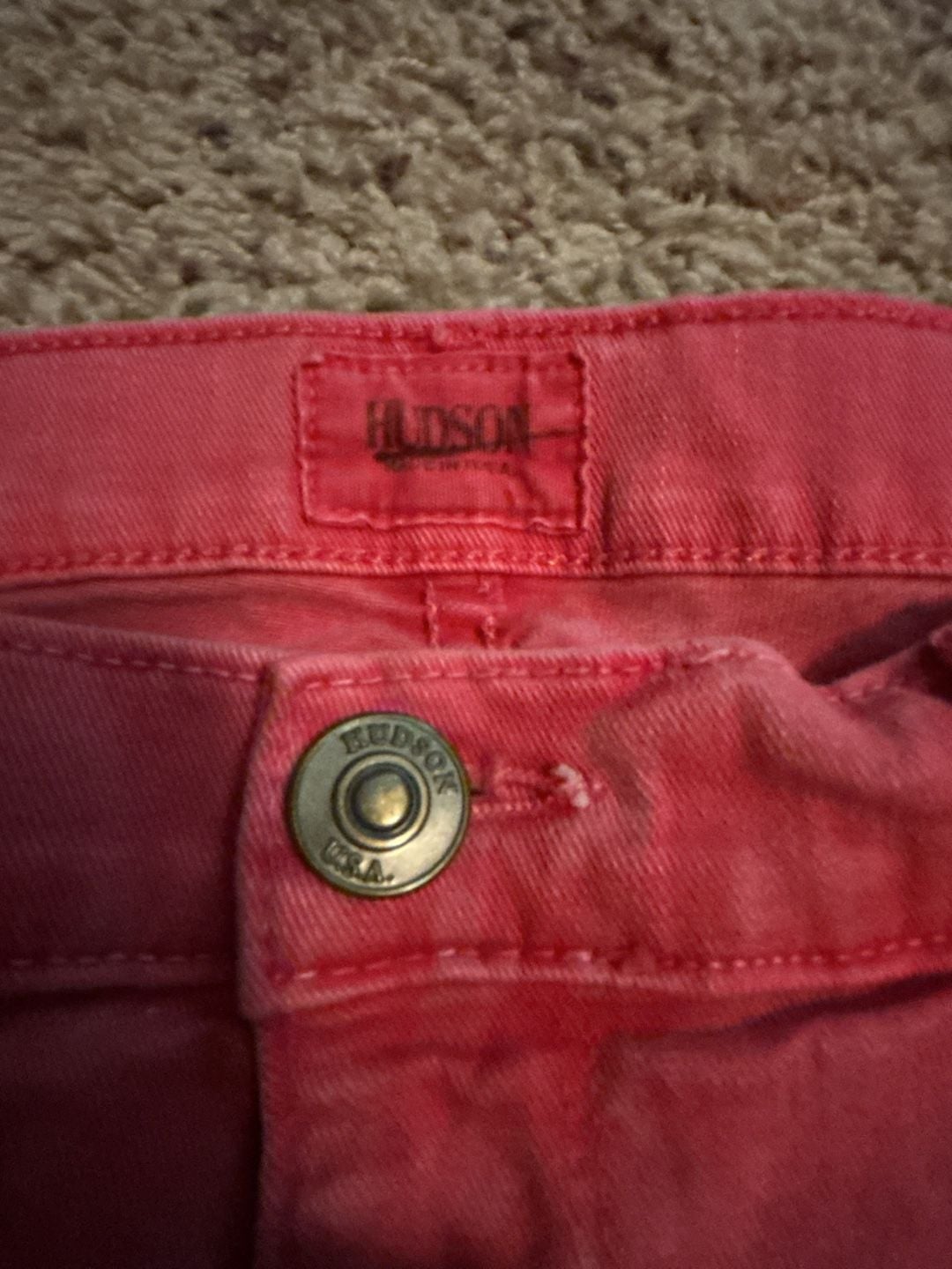 Hudson Midrise Nico Cut-Off Denim Shorts in Red, Size 29 3