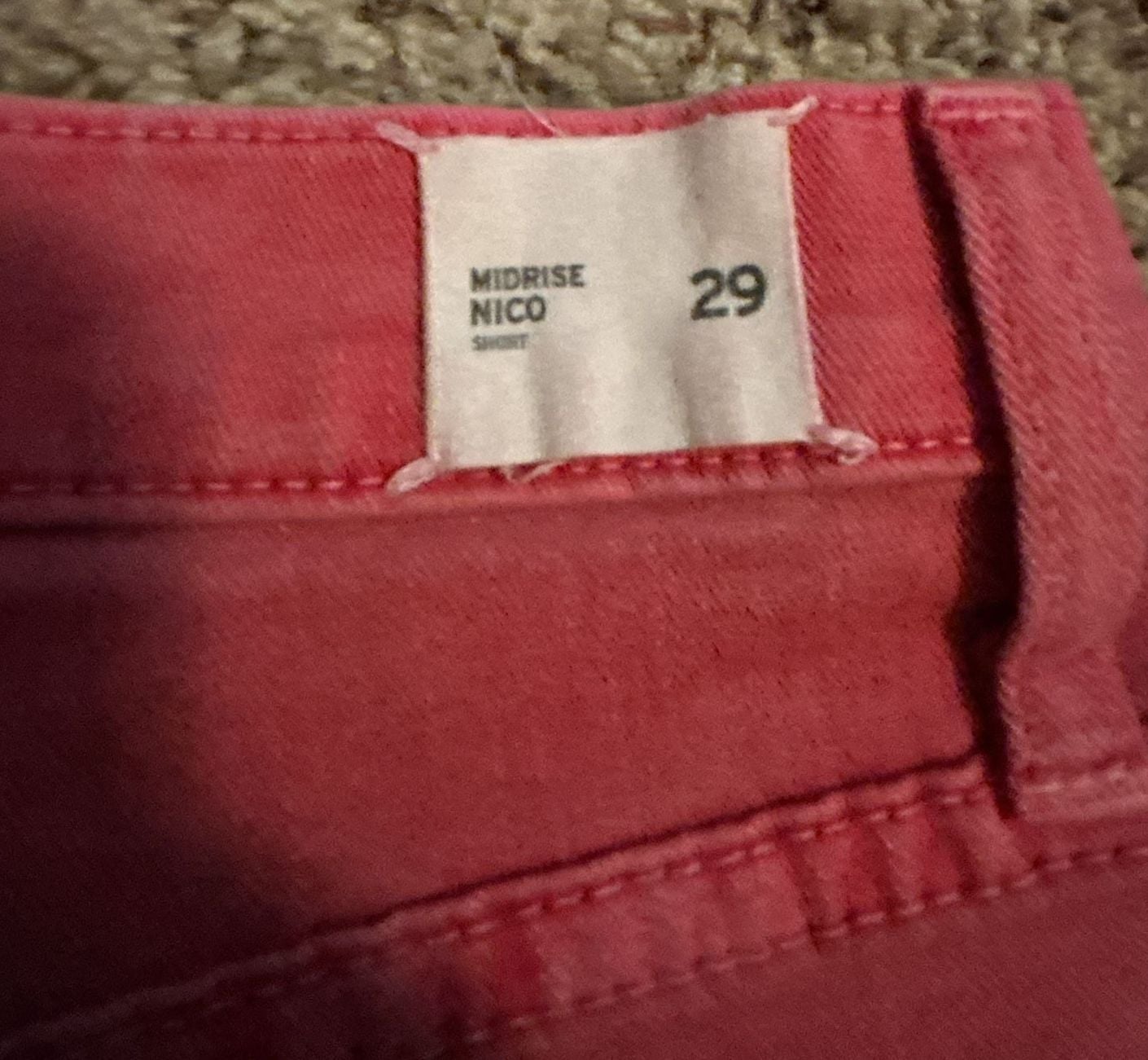 Hudson Midrise Nico Cut-Off Denim Shorts in Red, Size 29 6