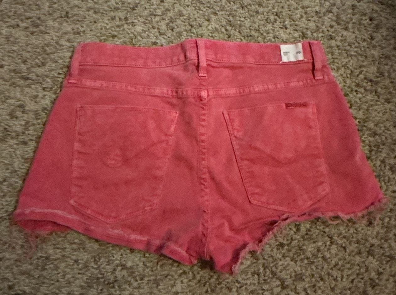 Hudson Midrise Nico Cut-Off Denim Shorts in Red, Size 29 7
