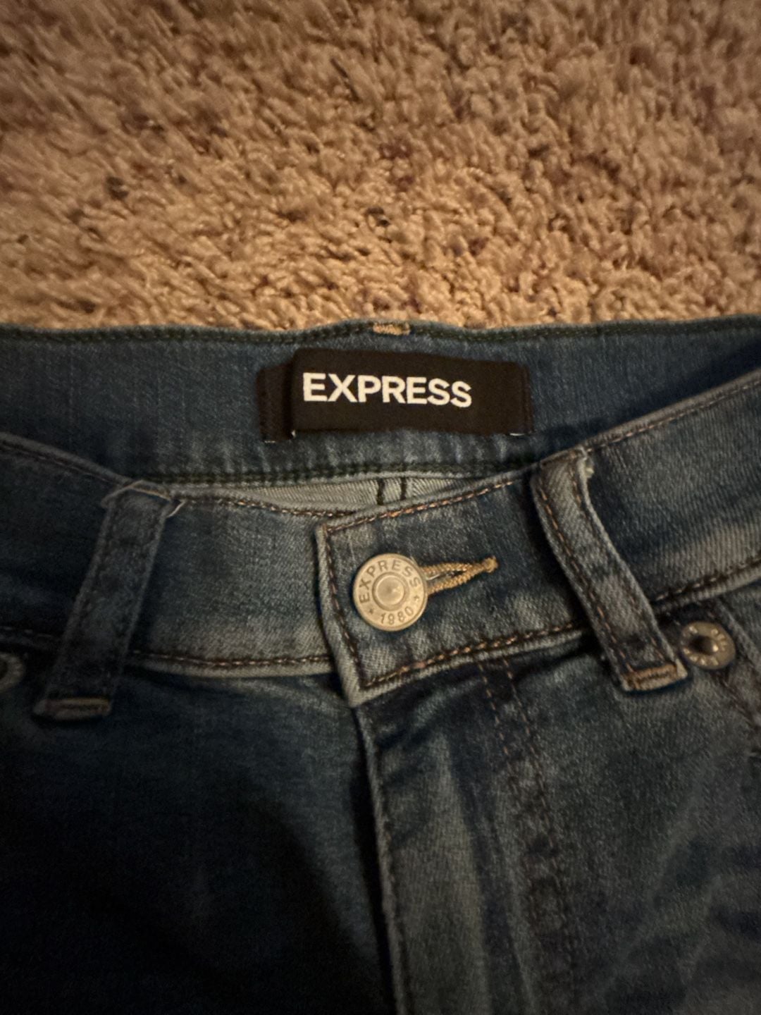 Express Women's High Rise Shortie Distressed Denim Jean Shorts Size 4 3