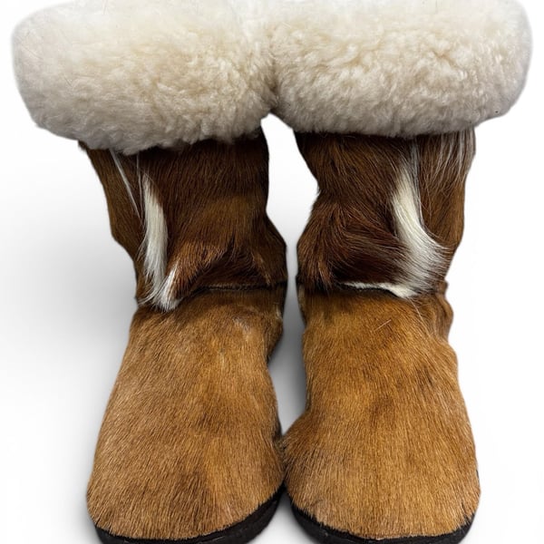 Cleverboks Genuine Springbok Fur Winter Boots Sheepskin Lining Women's Size 9