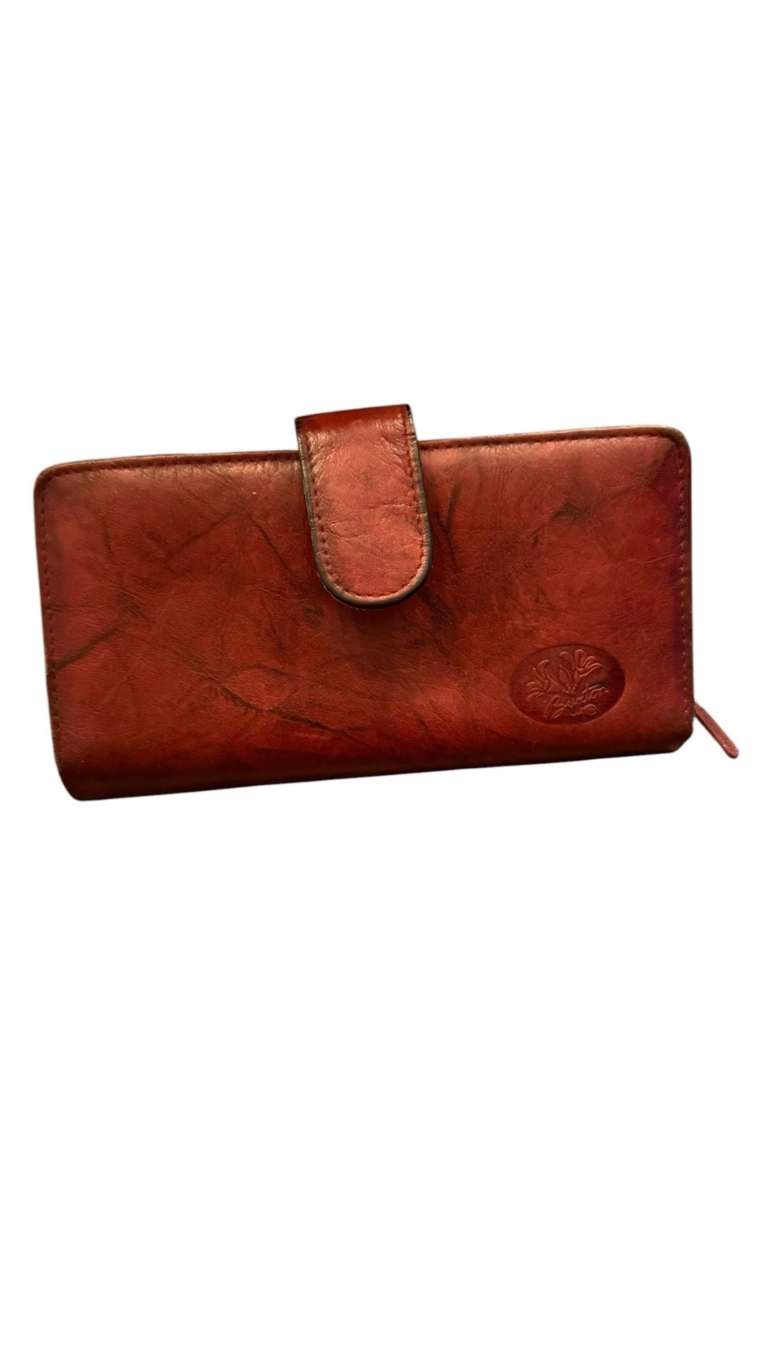 Buxton Heiress Pik-Me-Up Checkbook Keeper Wallet in Mahogany Red Leather 7