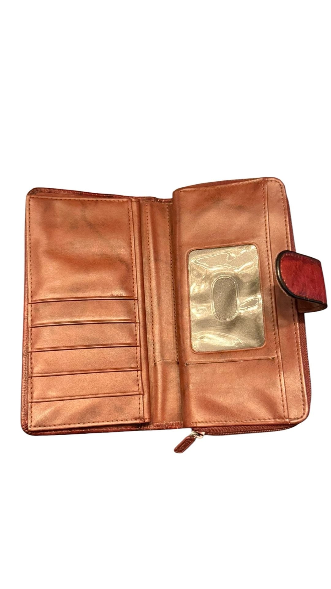 Buxton Heiress Pik-Me-Up Checkbook Keeper Wallet in Mahogany Red Leather 9
