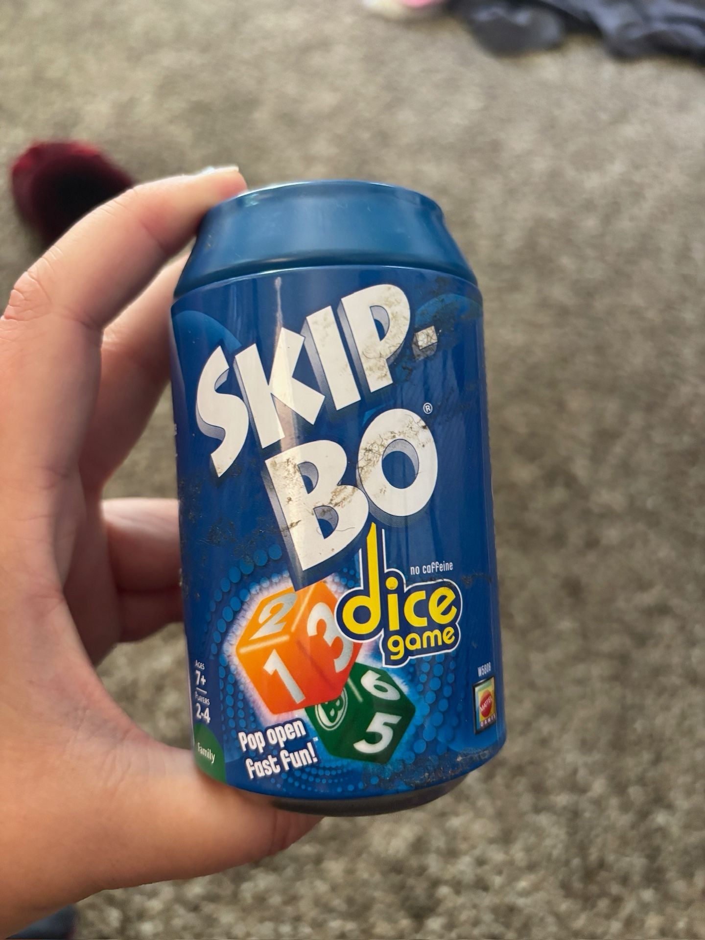 Skip-Bo Dice Game in Blue Soda Can by Mattel - 2011 Ed - Complete & Ships Free!! 1