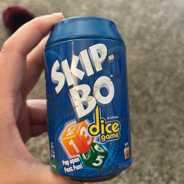Skip-Bo Dice Game in Blue Soda Can by Mattel - 2011 Ed - Complete & Ships Free!!