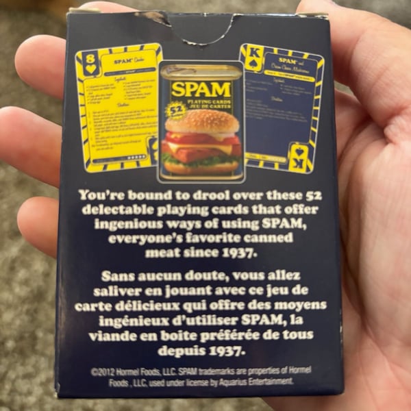 SPAM Brand Playing Cards with 52 Recipes