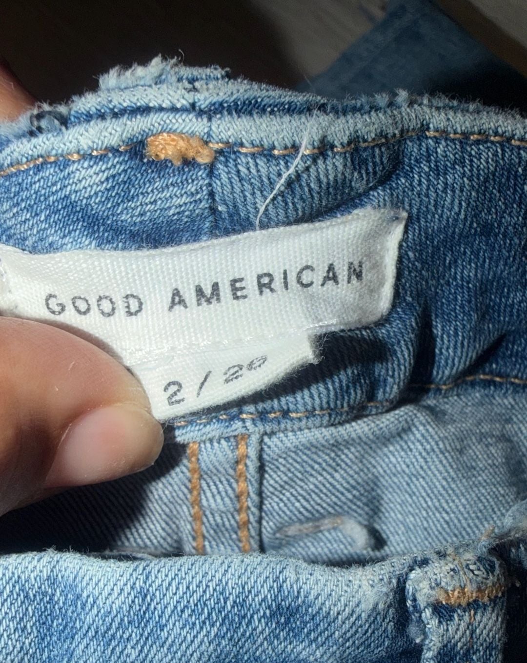Good American High-Rise Distressed Raw Hem Straight Leg Jeans Style GS873T 5