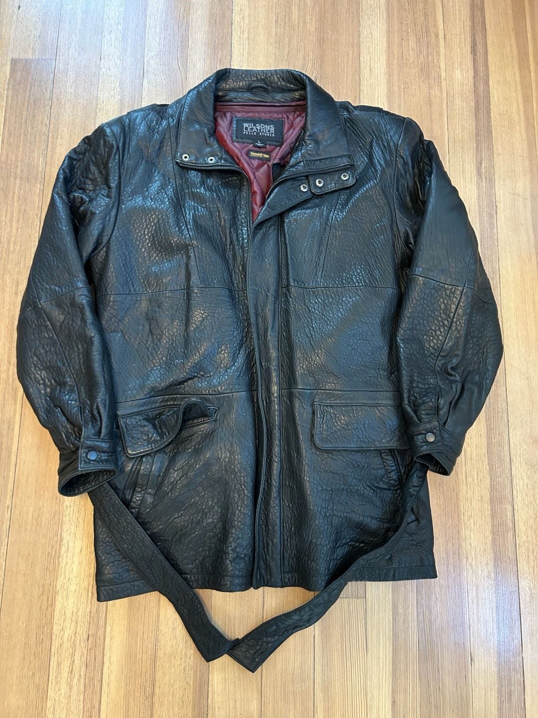 Wilsons Leather Pelle Studio Men's Belted Trench Coat Thinsulate Insulation L 2