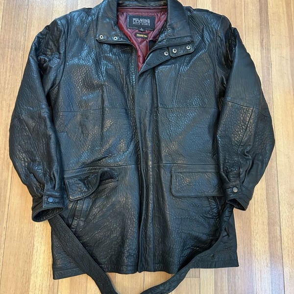 Wilsons Leather Pelle Studio Men's Belted Trench Coat Thinsulate Insulation L
