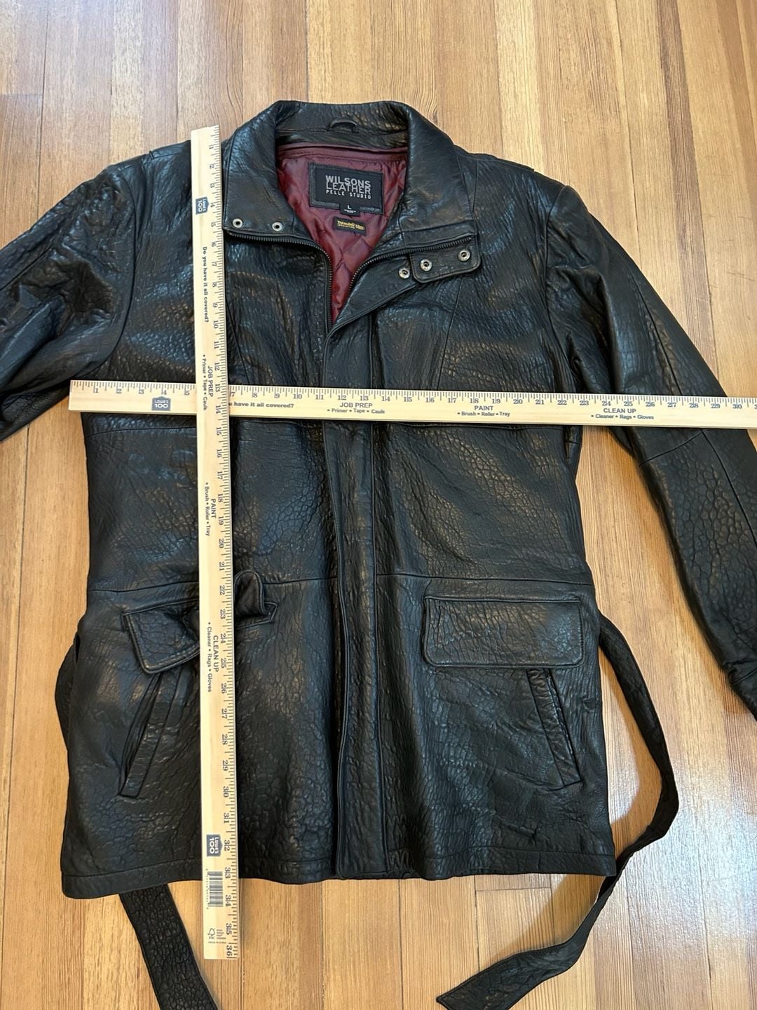 Wilsons Leather Pelle Studio Men's Belted Trench Coat Thinsulate Insulation L 5