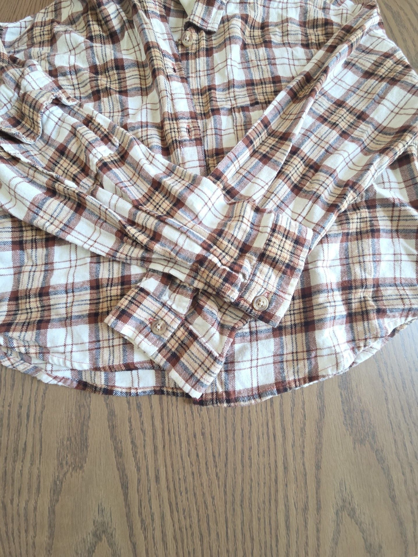 derek heart Women's Brown and White Plaid Sherpa Lined Hooded Flannel Shirt Jacket 3