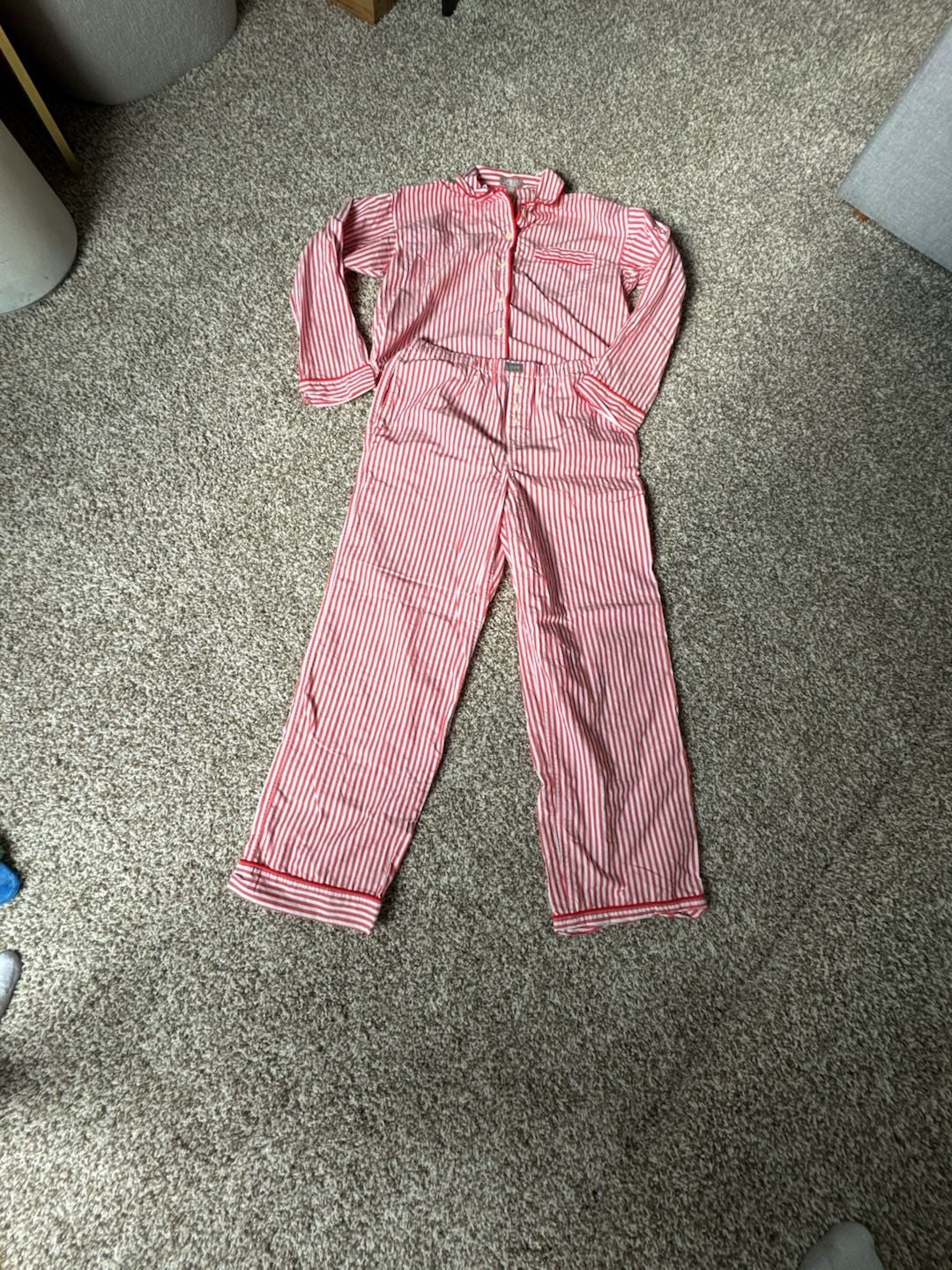 J.Crew Women's Red and White Striped Poplin Pajama Set 1