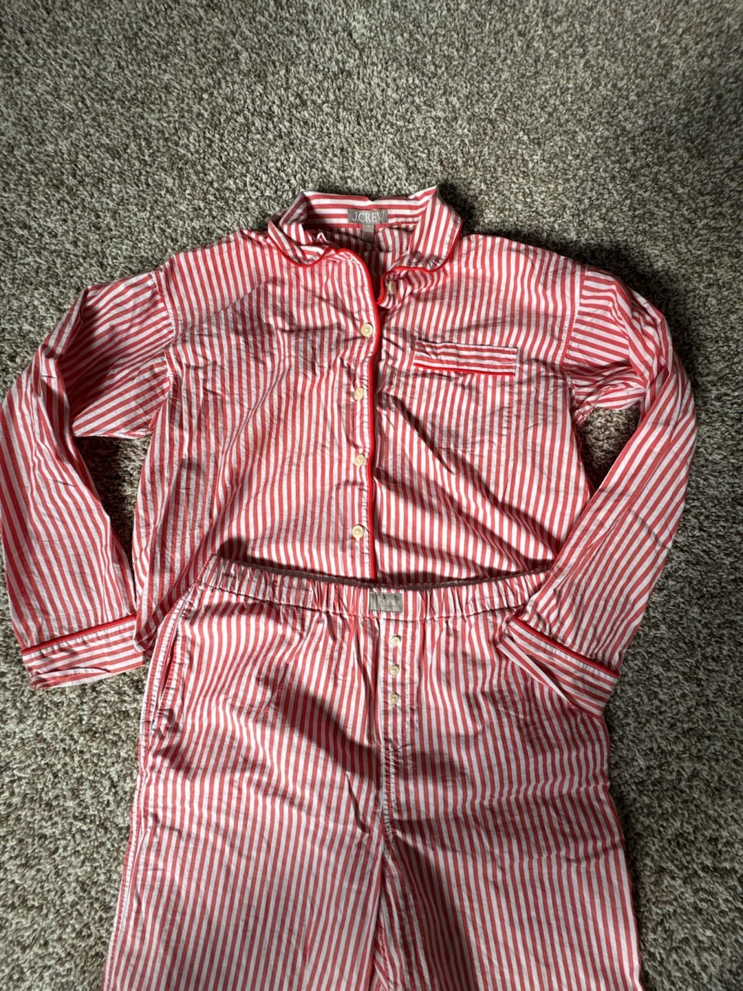 J.Crew Women's Red and White Striped Poplin Pajama Set 2