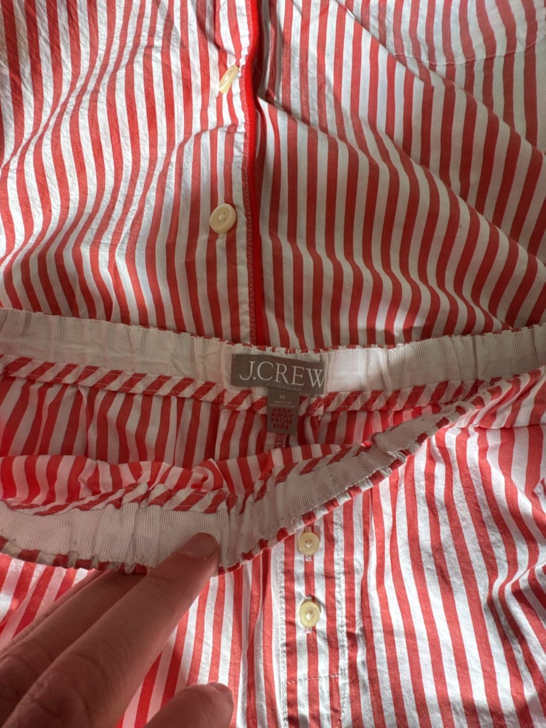 J.Crew Women's Red and White Striped Poplin Pajama Set 3