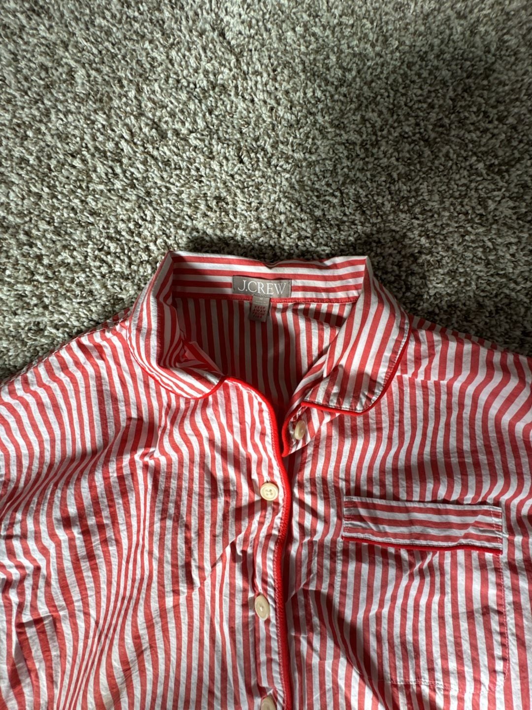 J.Crew Women's Red and White Striped Poplin Pajama Set 4
