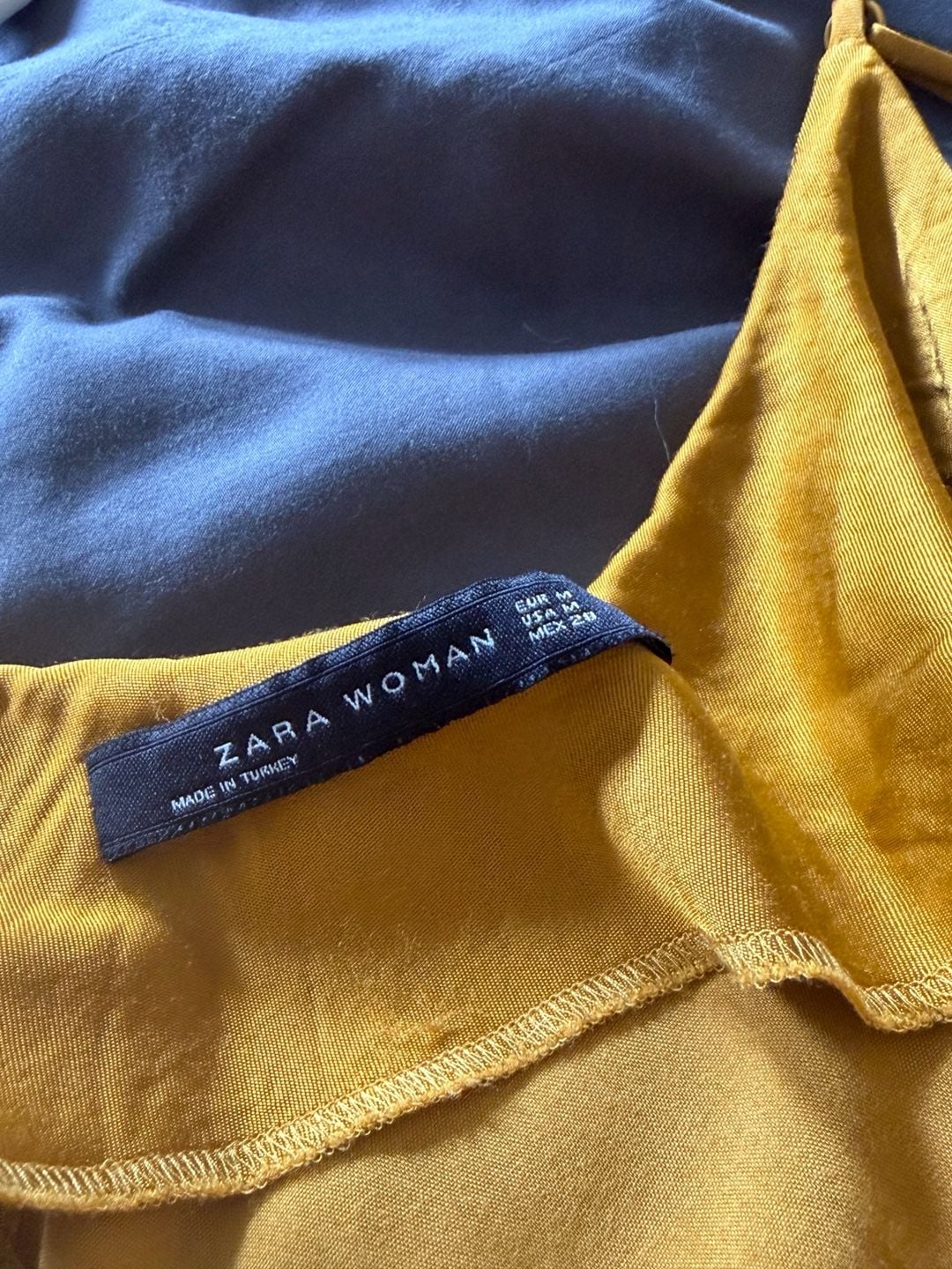 Zara Woman Mustard Gold Satin Cowl Neck Midi Slip Dress 2