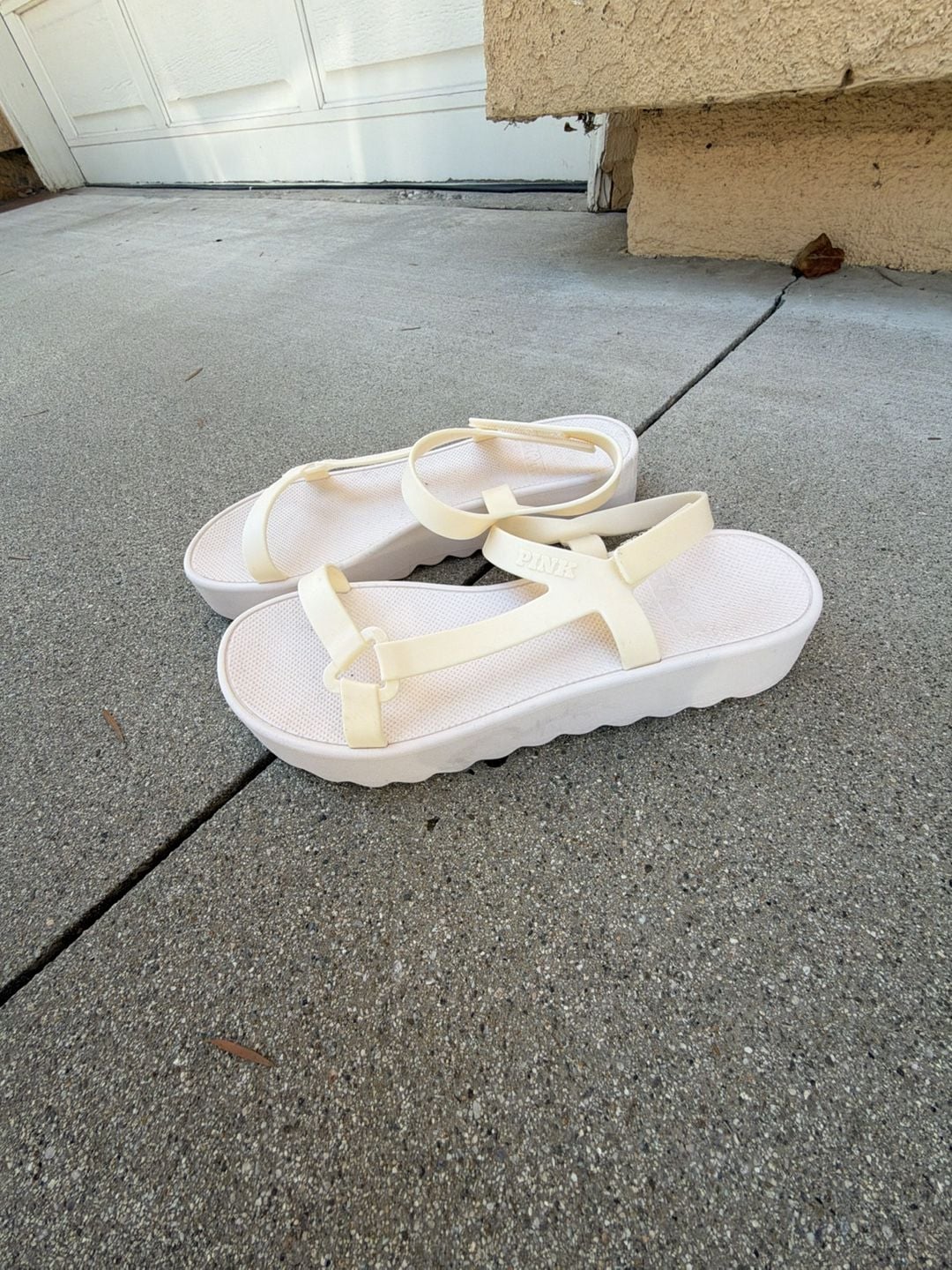 Victoria's Secret PINK Strappy Platform Sport Sandals in White 3