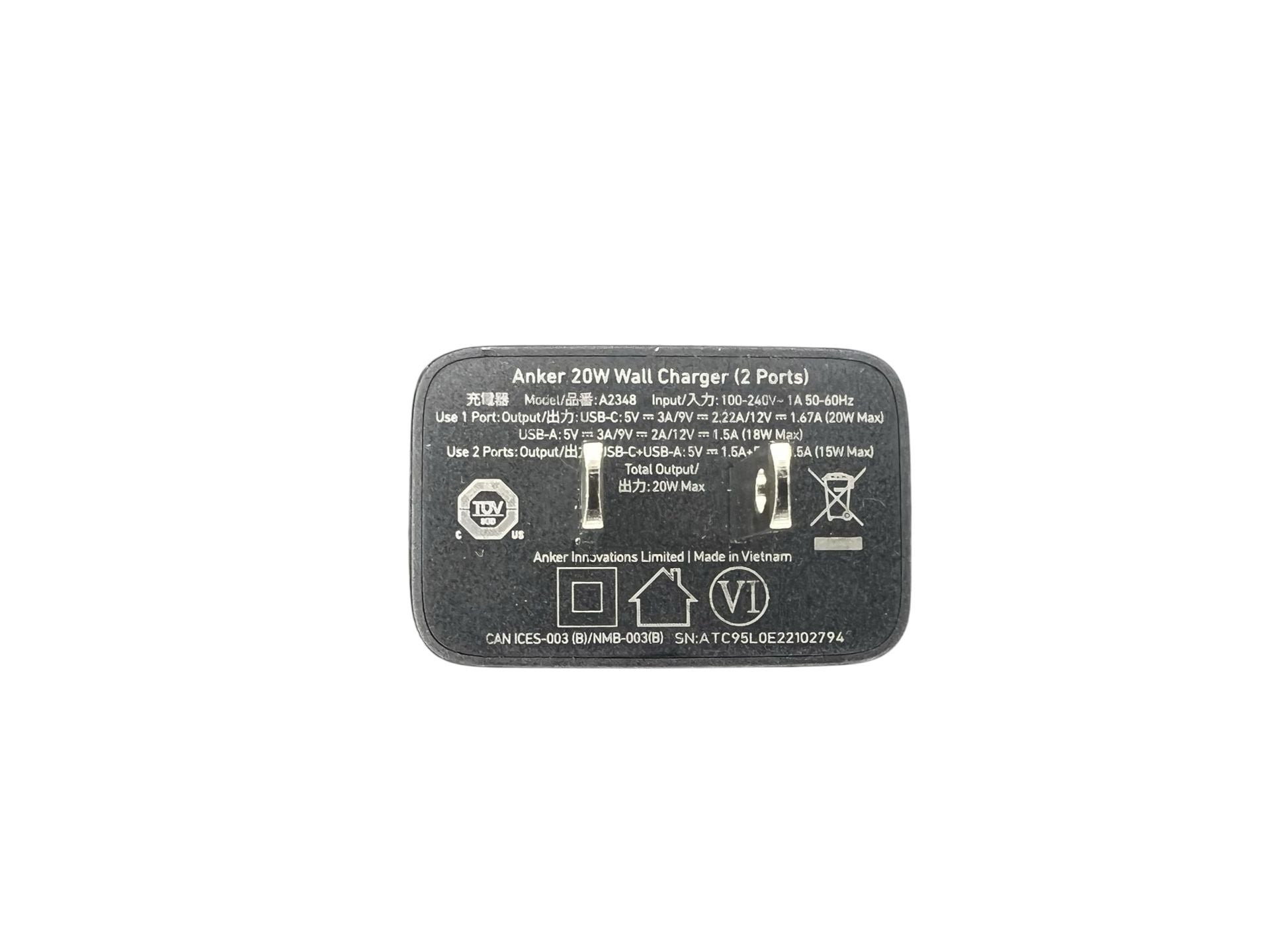 Anker 20W 2-Port Wall Charger (Model A2348) 3