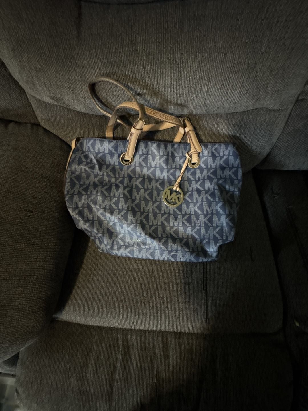 Michael Kors Signature Logo Monogram Canvas Tote Bag in Blue 1