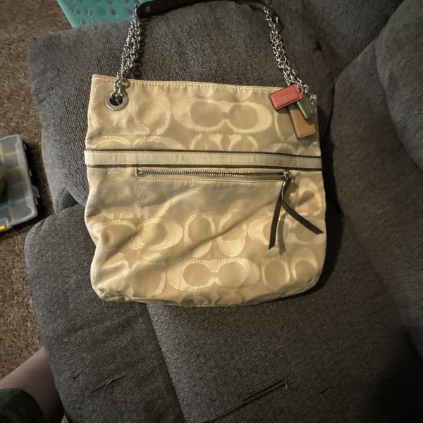 Coach Poppy Signature Jacquard Shoulder Bag with Chain Strap (Style 21161)