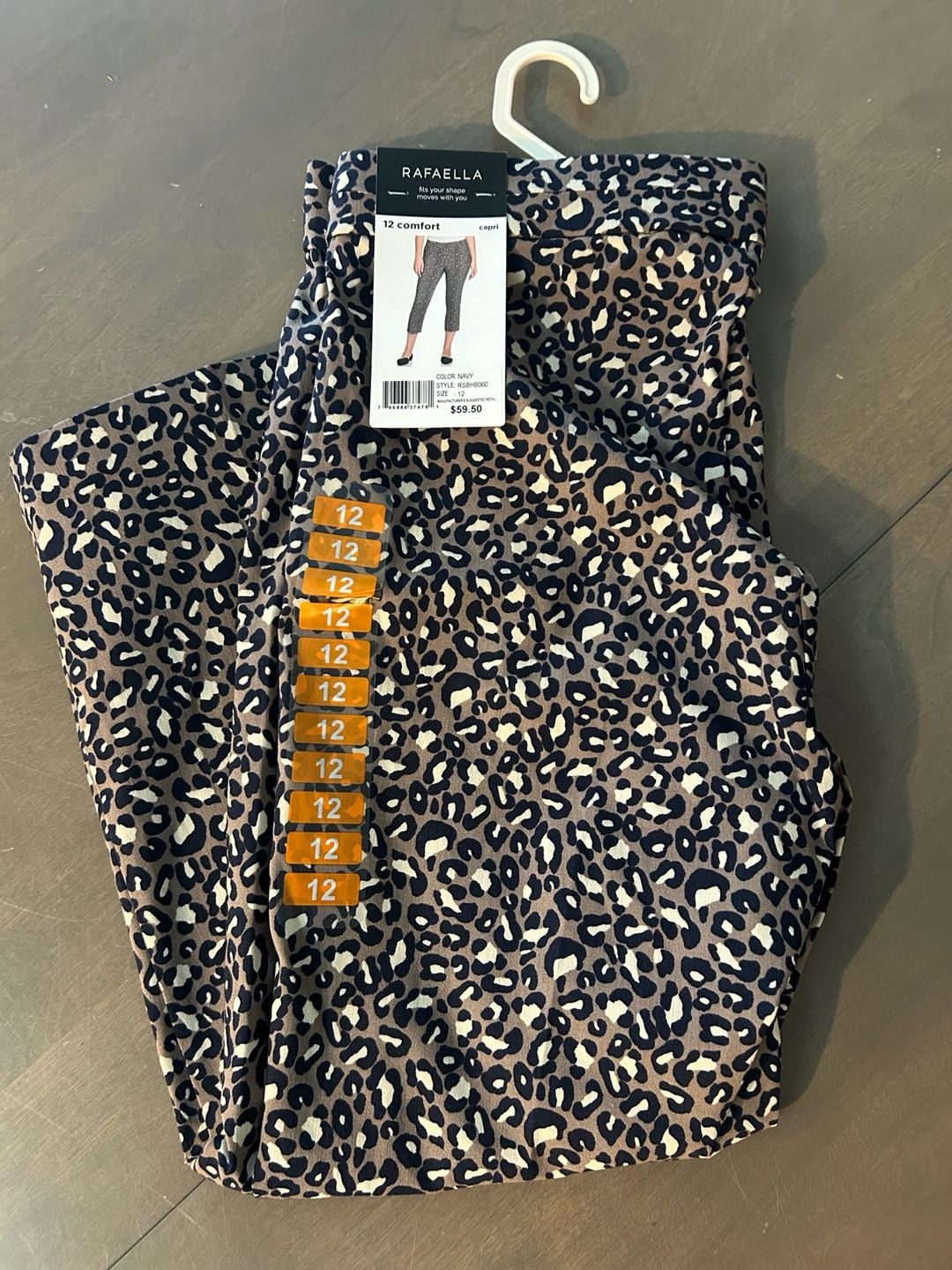 Rafaella Women's Comfort Capri Pants in Navy Leopard Print 2