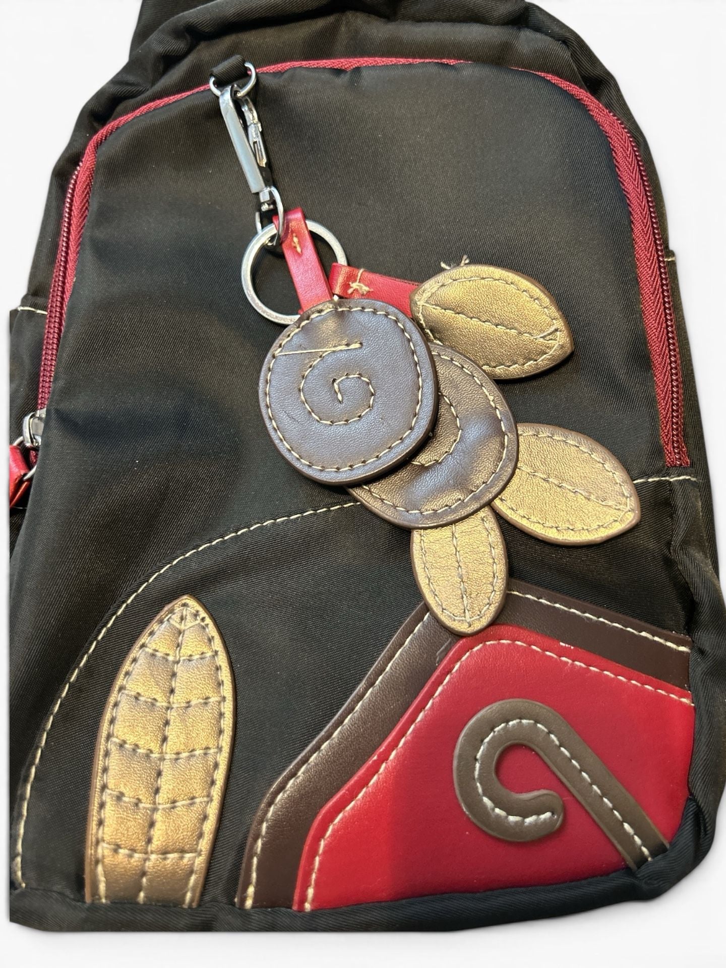 Zhenmeishi Nylon Sling Chest Bag with Decorative Flower Charm 3