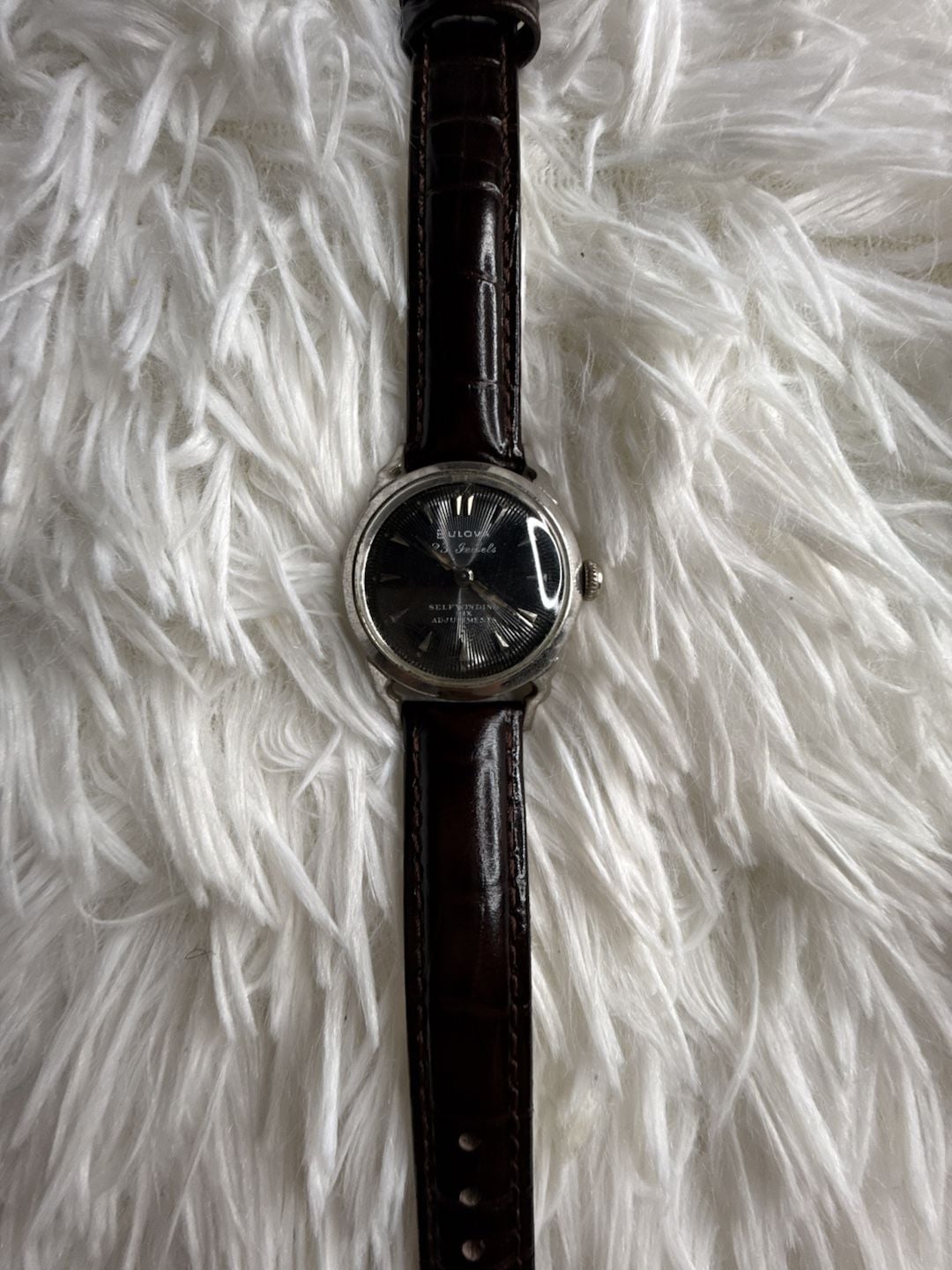 Vintage Bulova 23 Jewels Selfwinding Automatic Men's Watch with Black Sunburst Dial 4
