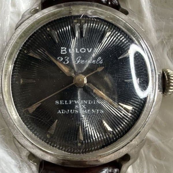 Vintage Bulova 23 Jewels Selfwinding Automatic Men's Watch with Black Sunburst Dial