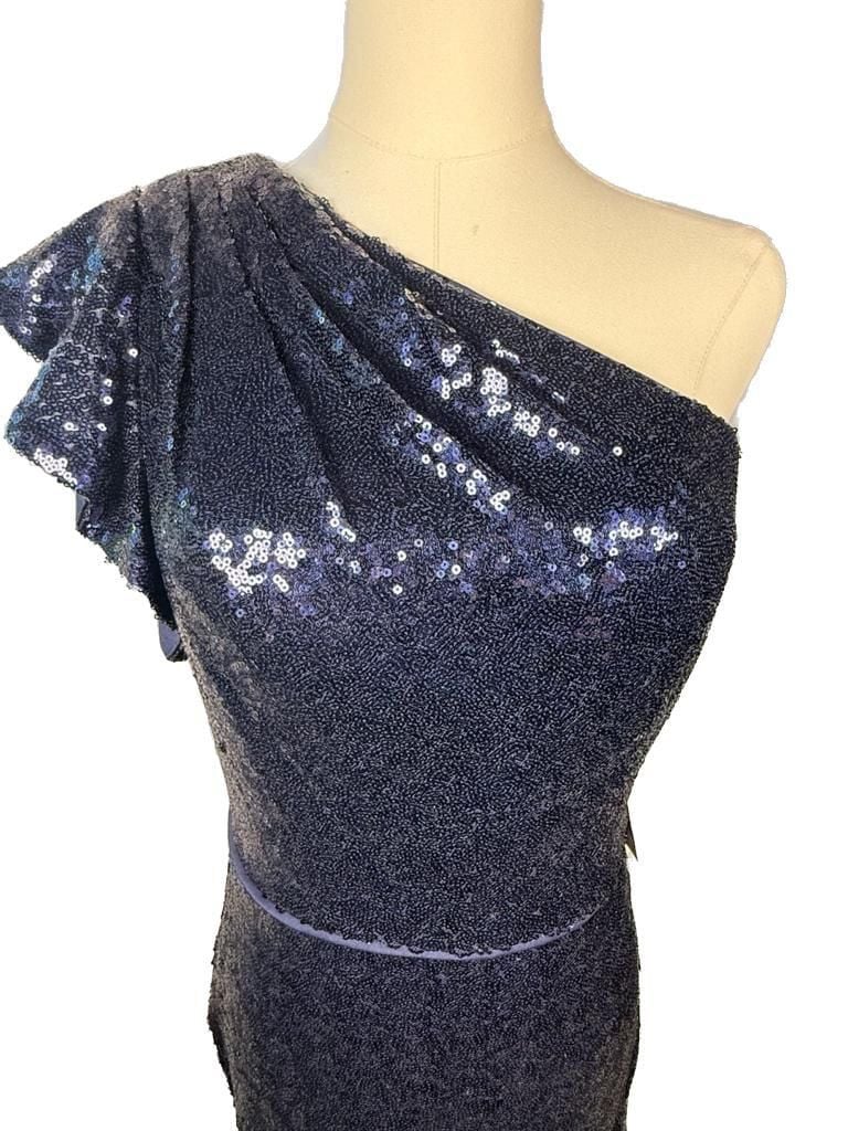 Mac Duggal Midnight Sequin One-Shoulder Ruffle Gown Size 6 Style code 70162 7