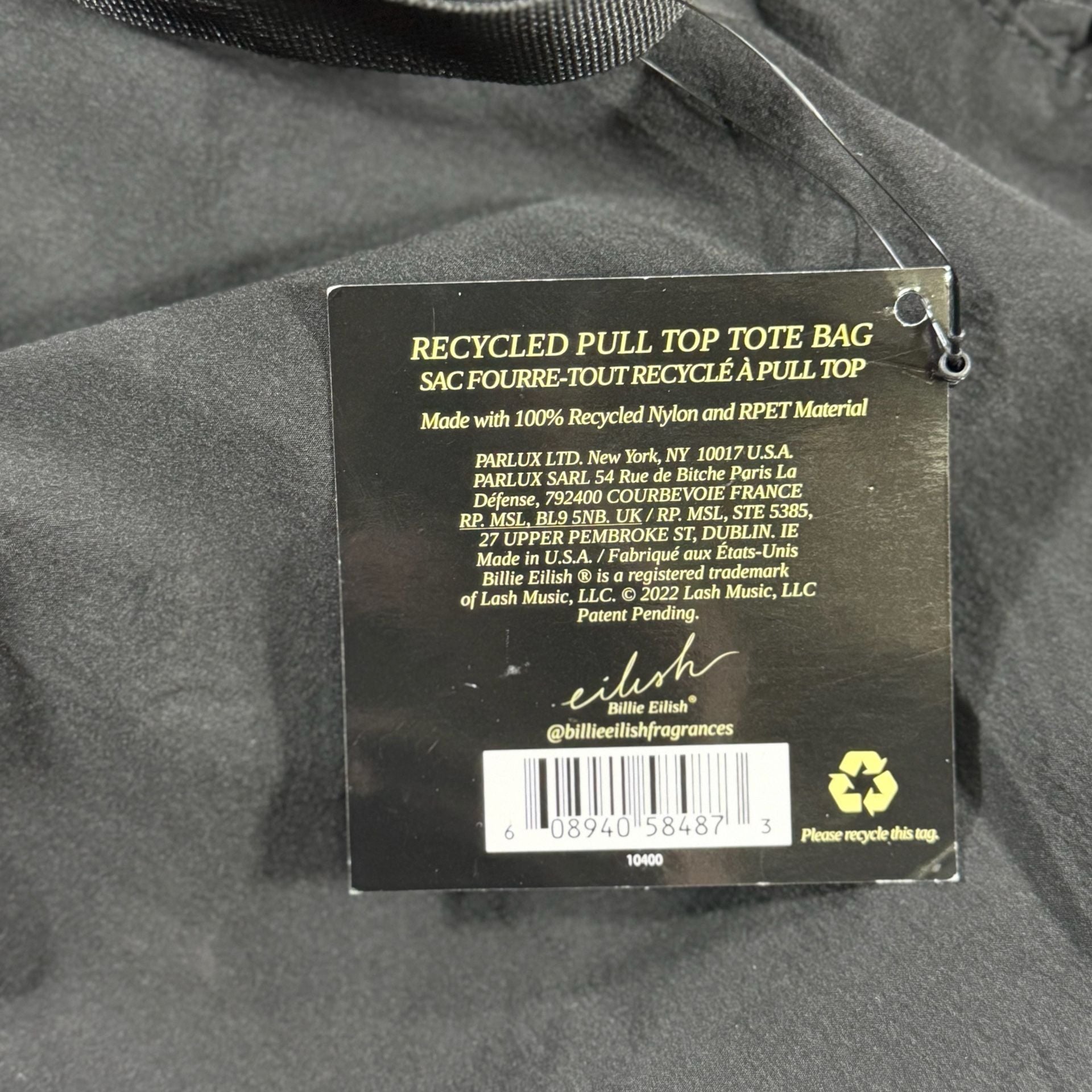 Billie Eilish Eilish Fragrance Recycled Pull Top Tote Bag New 3