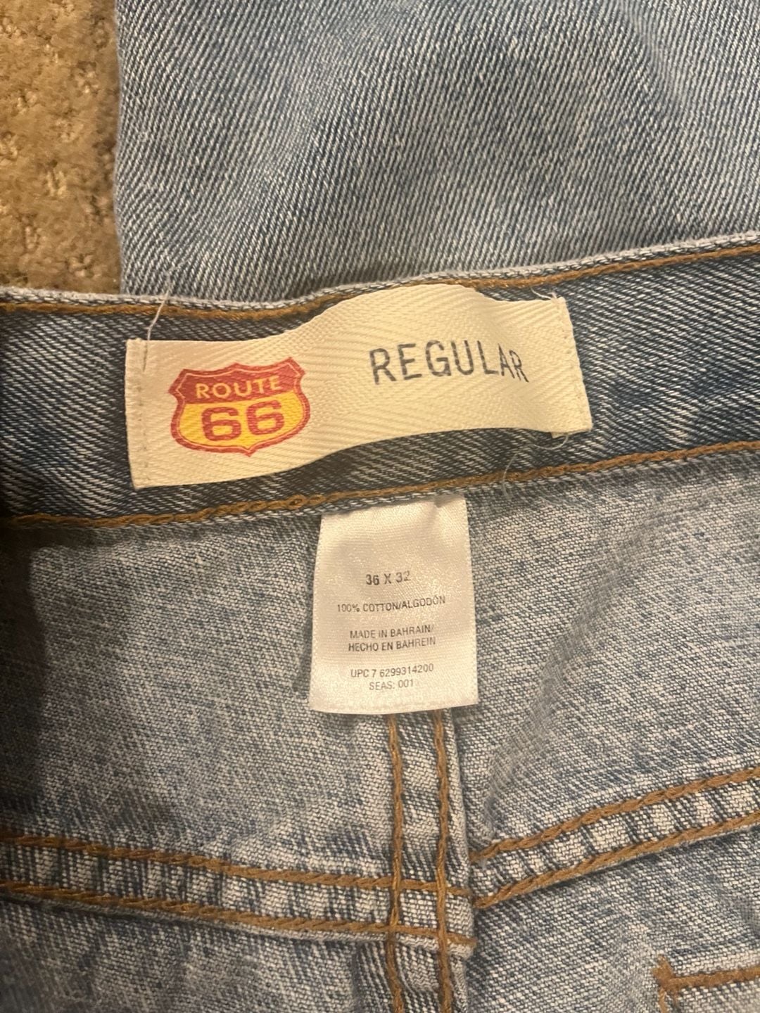 Route 66 Men's Regular Fit Light Wash Denim Jeans Size 36x32 5
