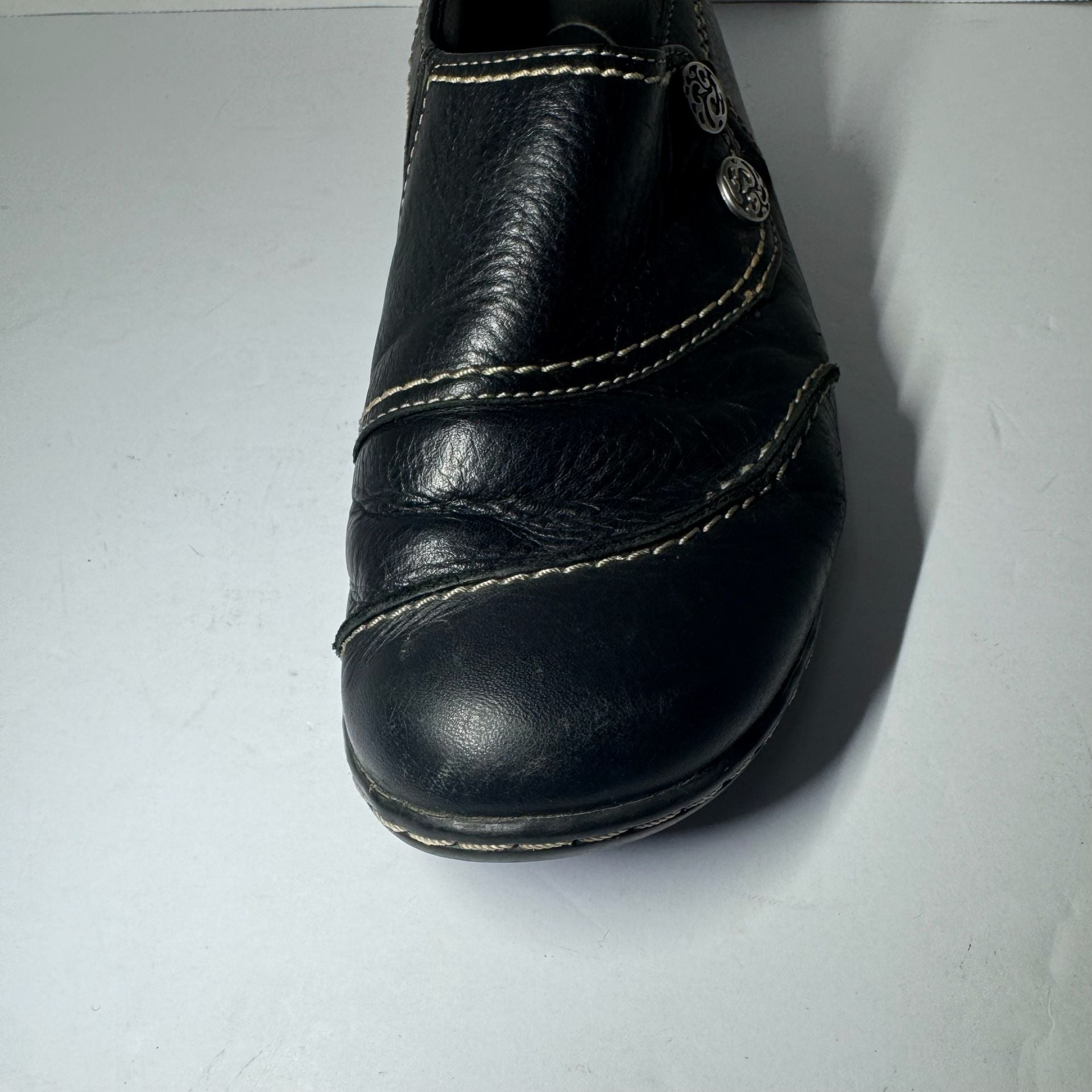 Clarks Ashland Alpine Women's Black Leather Slip-On Loafers 10