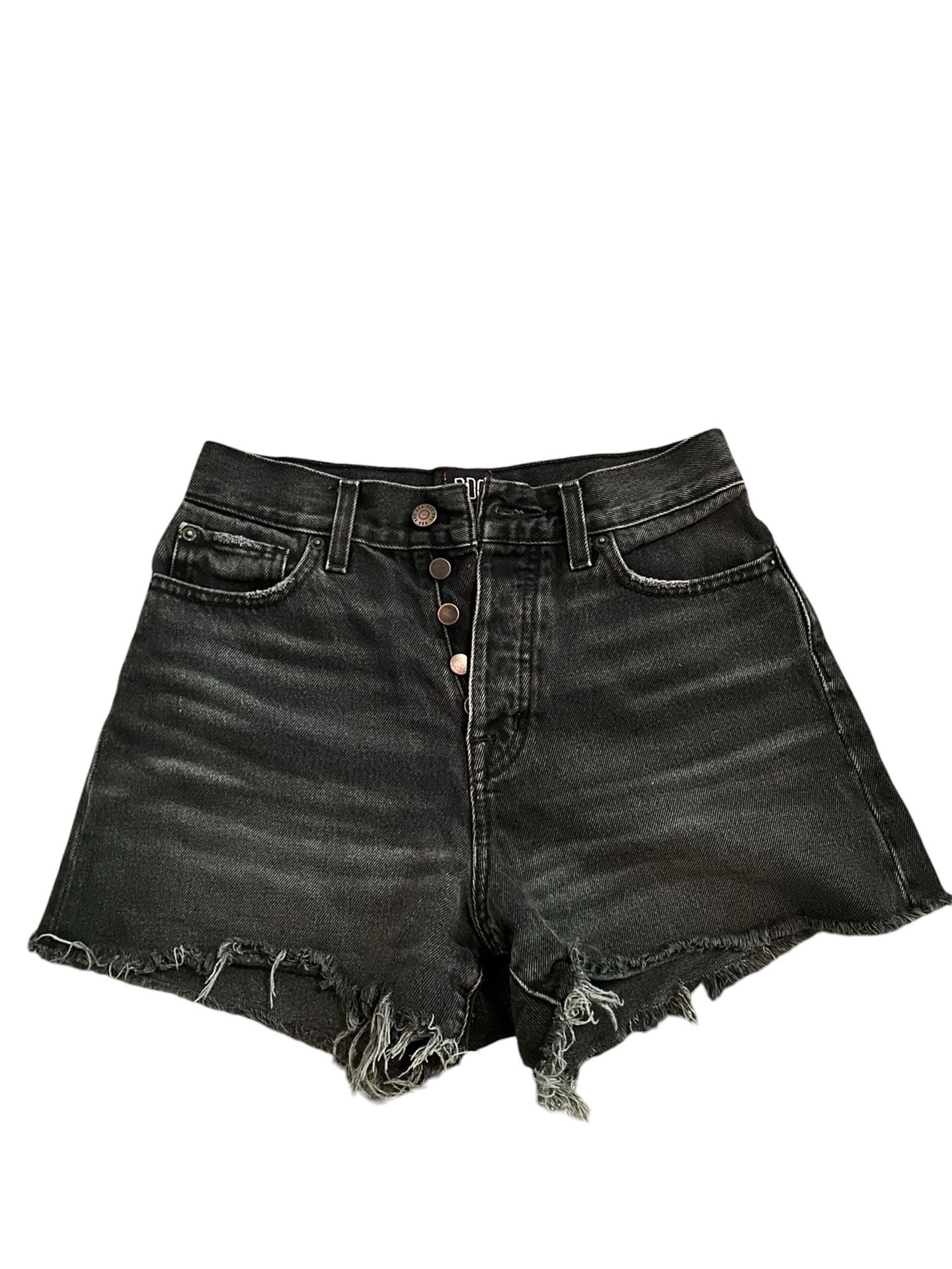 BDG Urban Outfitters Black High-Rise Button-Fly Raw Hem Denim Shorts 2