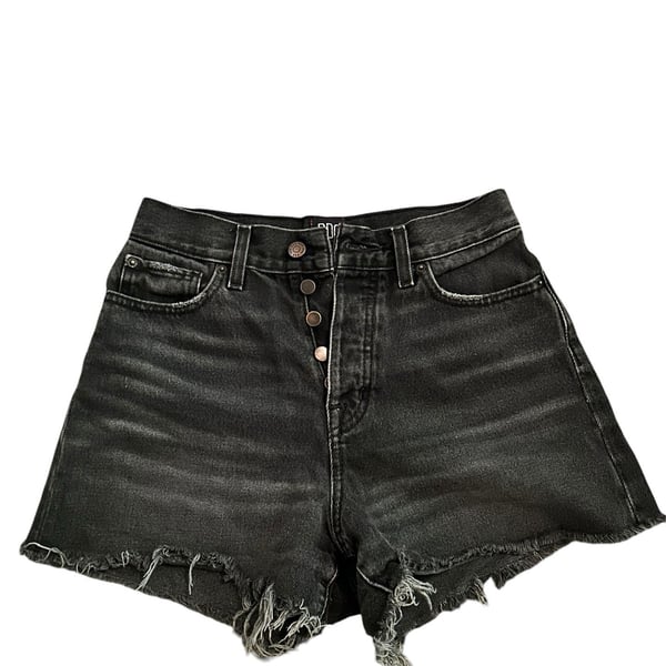 BDG Urban Outfitters Black High-Rise Button-Fly Raw Hem Denim Shorts