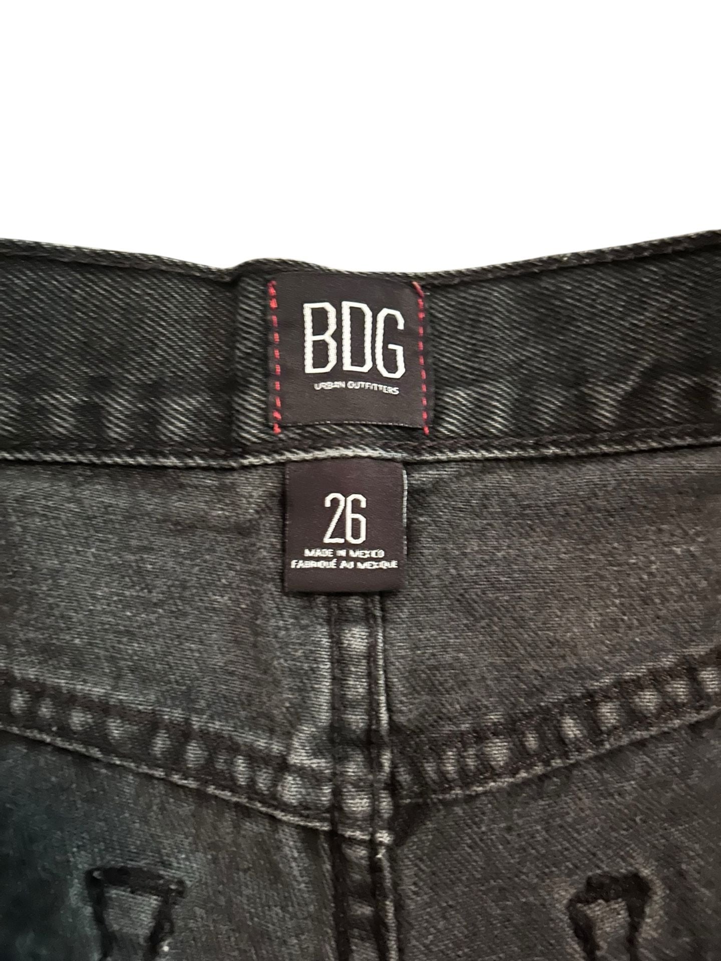 BDG Urban Outfitters Black High-Rise Button-Fly Raw Hem Denim Shorts 4