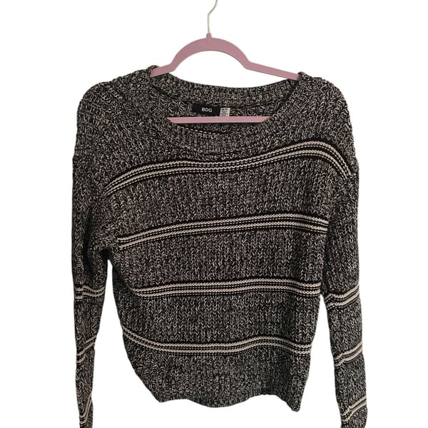 BDG Urban Outfitters Black and White Chunky Knit Striped Sweater